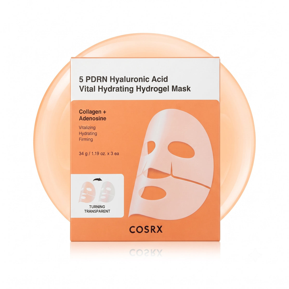 Maschere viso in idrogel COSRX 5 PDRN Hyaluronic Acid Vital Hydrating, confezione da 3