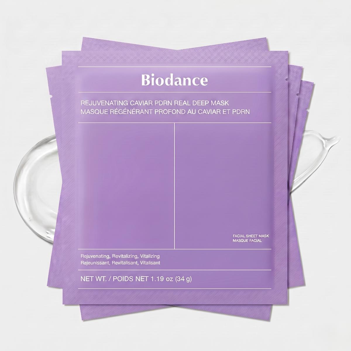 Maschere viso in idrogel Biodance Rejuvenating Caviar PDRN Real Deep Mask 4 pezzi
