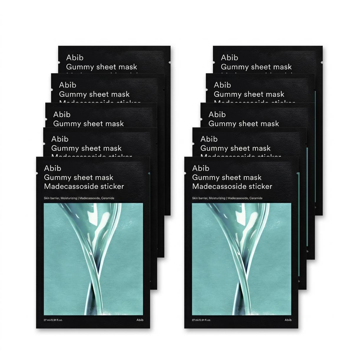 Maschere viso Abib Gummy Sheet Mask Madecassoside Sticker 10 pezzi