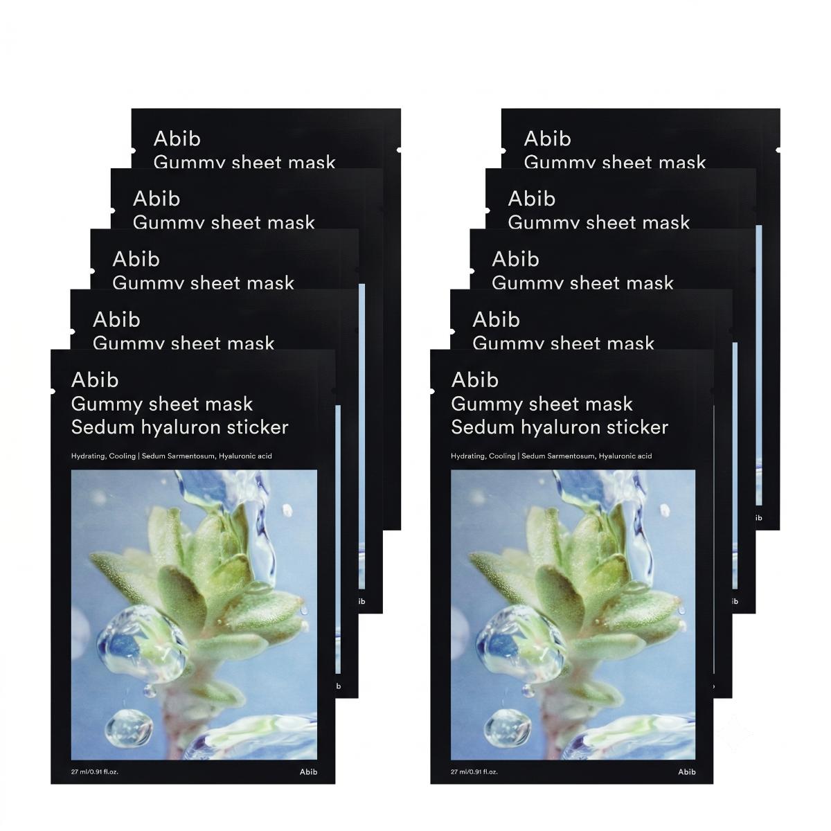 Maschere viso Abib Gummy Sheet Mask Sedum Hyaluron Sticker 10 pezzi