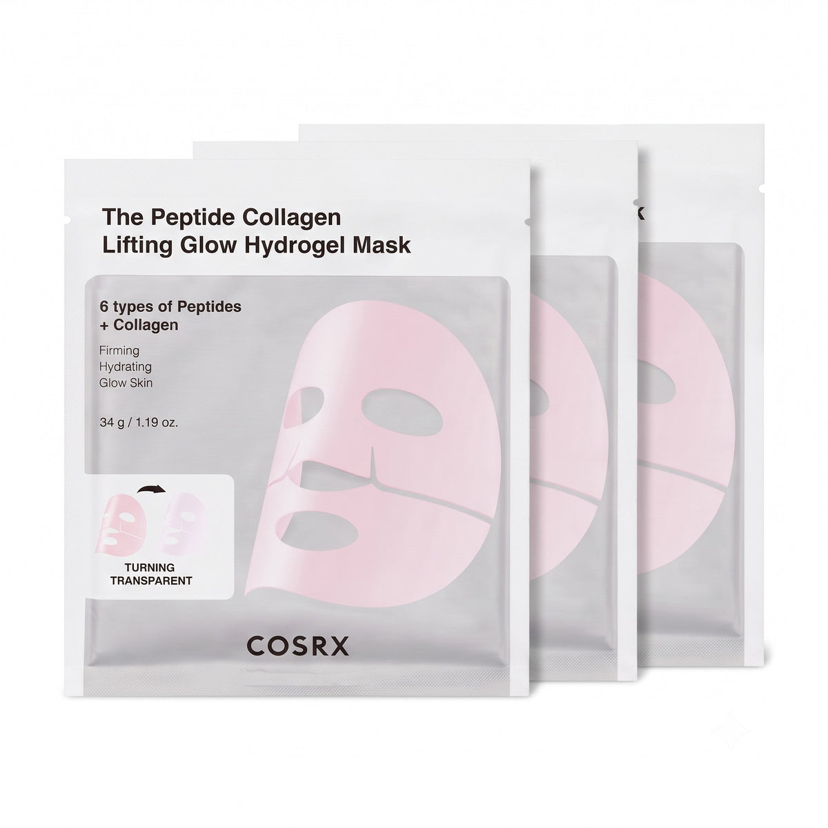 Maschere viso in idrogel COSRX The Peptide Collagen Lifting Glow 3 pezzi