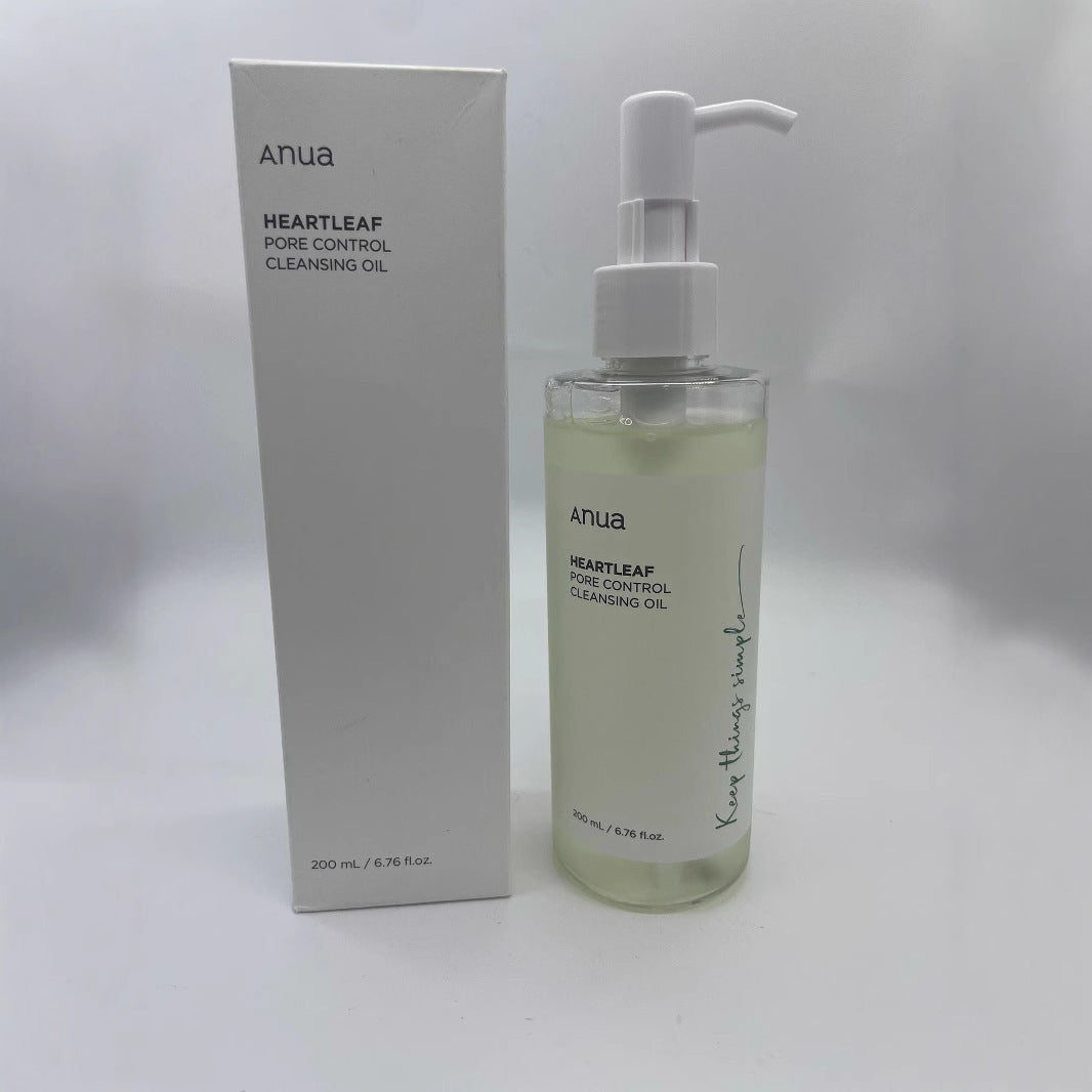 “Olio detergente viso Anua Heartleaf Pore Control Cleansing Oil 200 ml, flacone con erogatore e confezione”