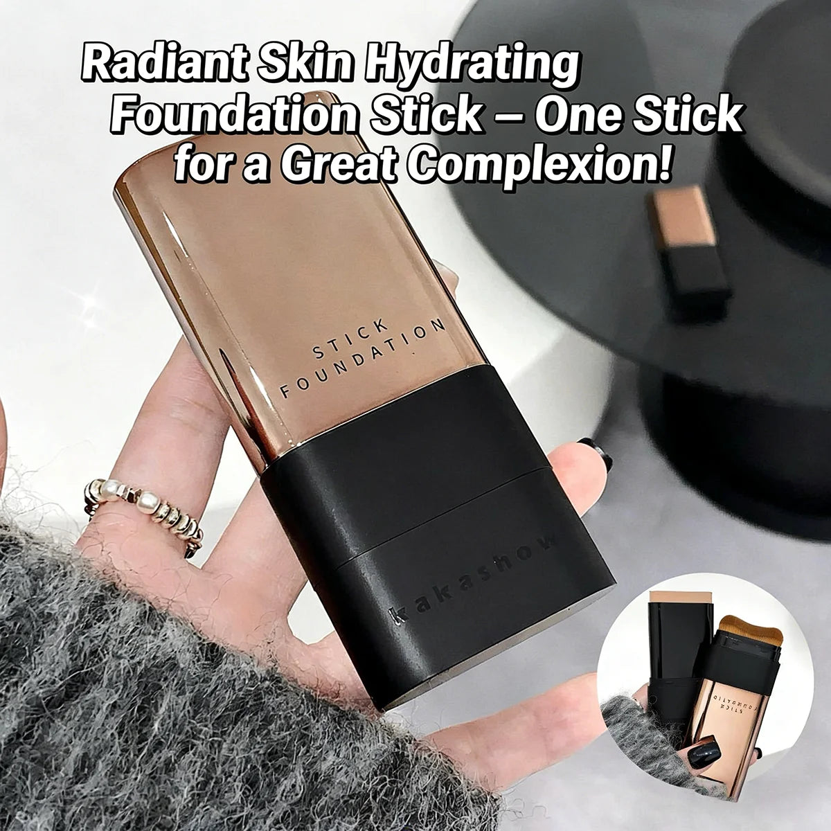 Kakashow Two In One Concealer Foundation Stick Facial Matte Waterproof Bronzer Contouring Face Coverage Moisturizing Cream