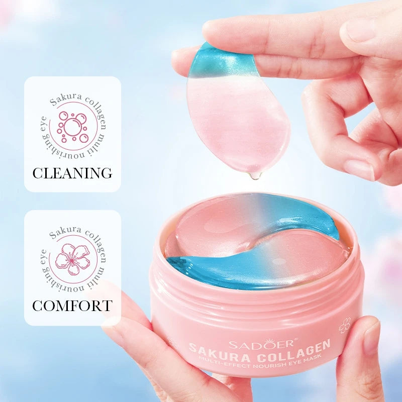 60Pcs Sakura Collagen Multi-Effect Nourishing Eye Mask, Which Can Effectively Moisturize, Tighten, and Brighten the Light Beige Areas Around the Eyes, Creating a Light Beige Barrier to Make the Light Beige Area More Bright an