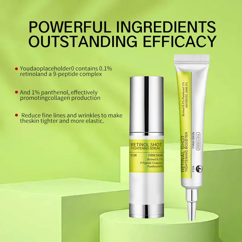 Korean Retinol Shot Tightening Facial Serum & Moisturizing Booster Eyes Cream, Facial Skin Firming Lifting,Reduce Fine Line