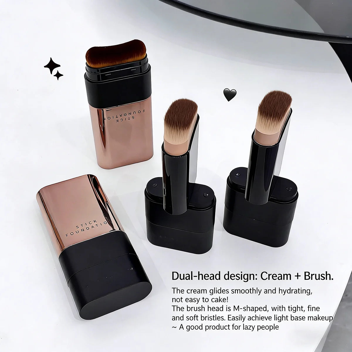 Kakashow Two In One Concealer Foundation Stick Facial Matte Waterproof Bronzer Contouring Face Coverage Moisturizing Cream