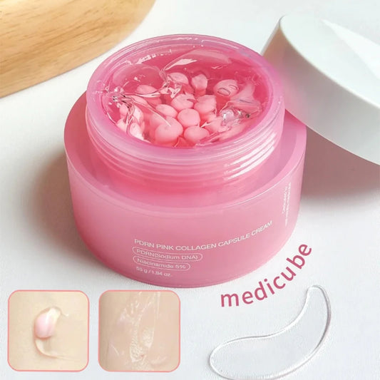 Korean PDRN Pink Collagen Capsule Cream with Niacinamide Cream for Uneven Skin Tone Lightweight Face Moisturizer Non Greasy care