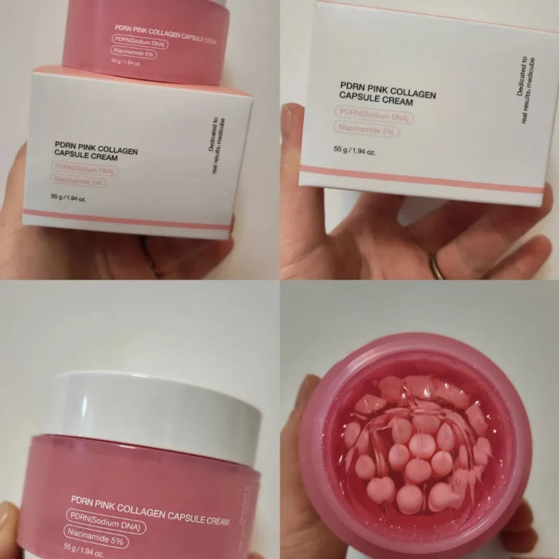 Korean PDRN Pink Collagen Capsule Cream with Niacinamide Cream for Uneven Skin Tone Lightweight Face Moisturizer Non Greasy care