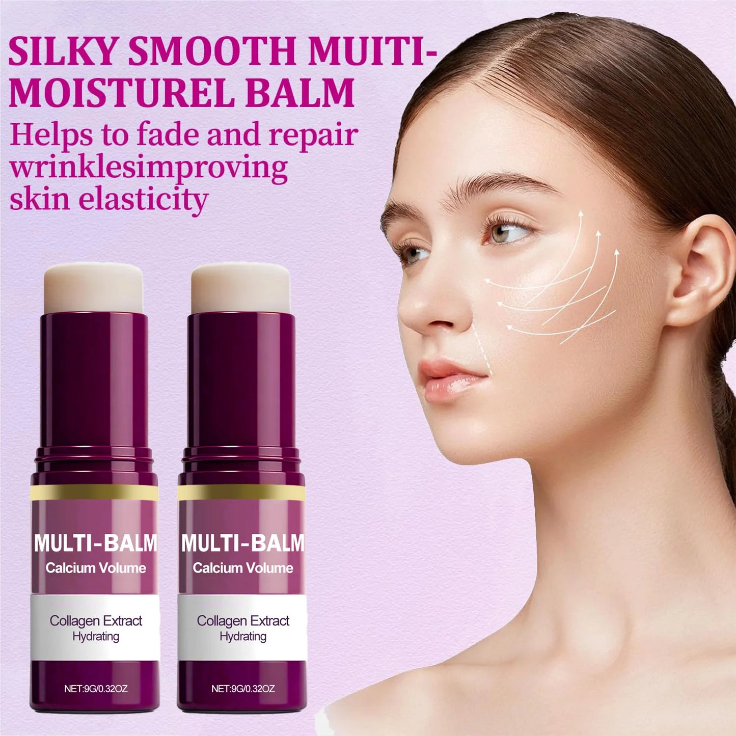 Korean Calcium Volume Multi Balm Stick - Hydrating & Firming Stick  Anti-Wrinkle Care Collagen Infused Pre-Makeup Moisturizer