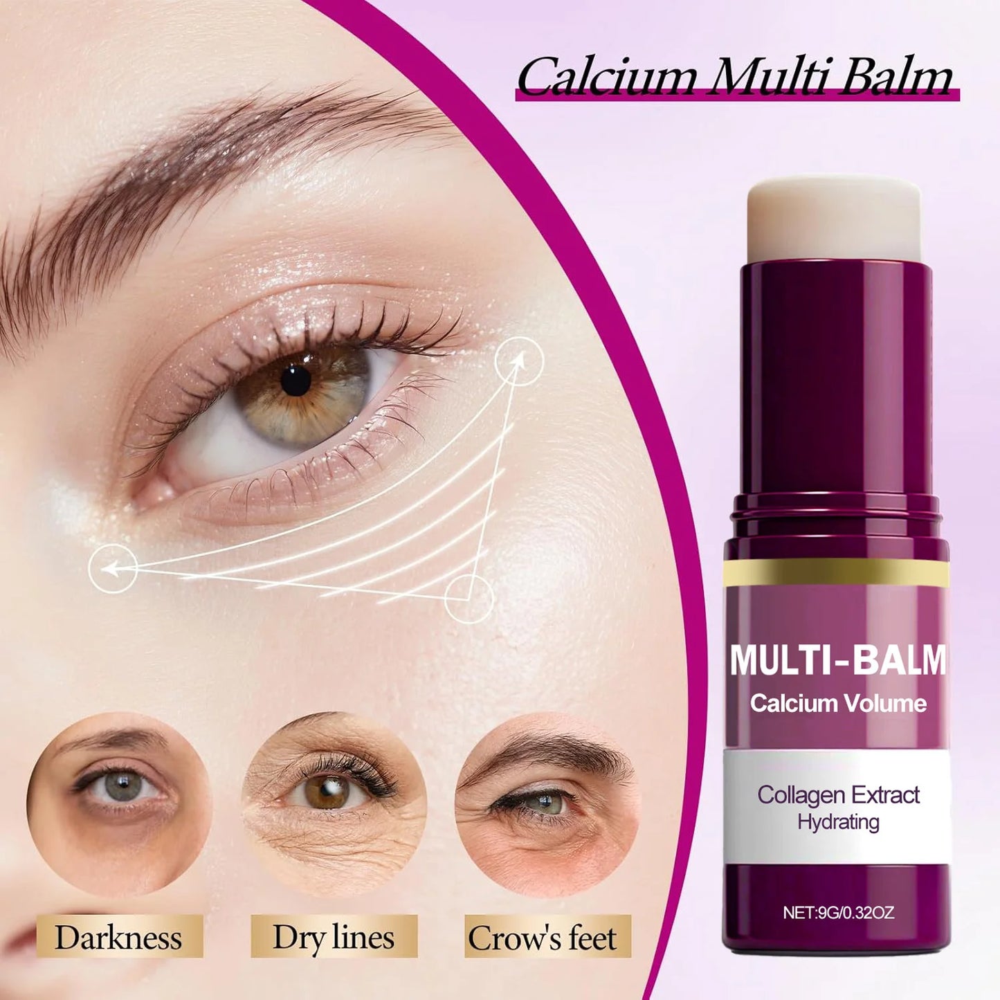 Korean Calcium Volume Multi Balm Stick - Hydrating & Firming Stick  Anti-Wrinkle Care Collagen Infused Pre-Makeup Moisturizer