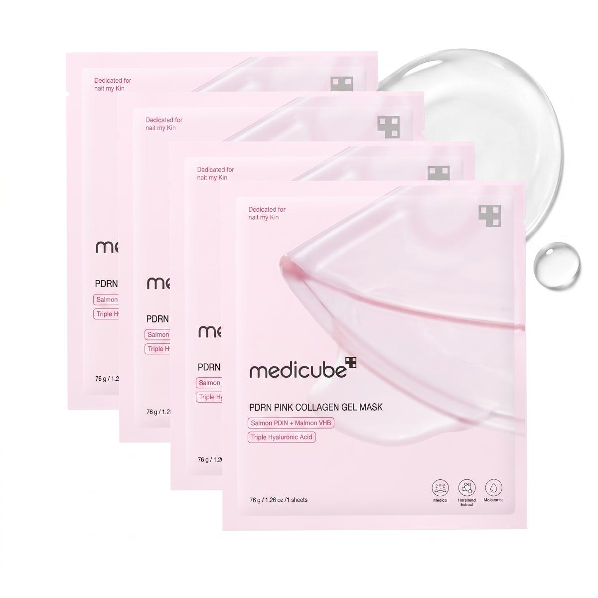 Maschere viso in idrogel medicube Pink PDRN Gel Mask, confezione da 4