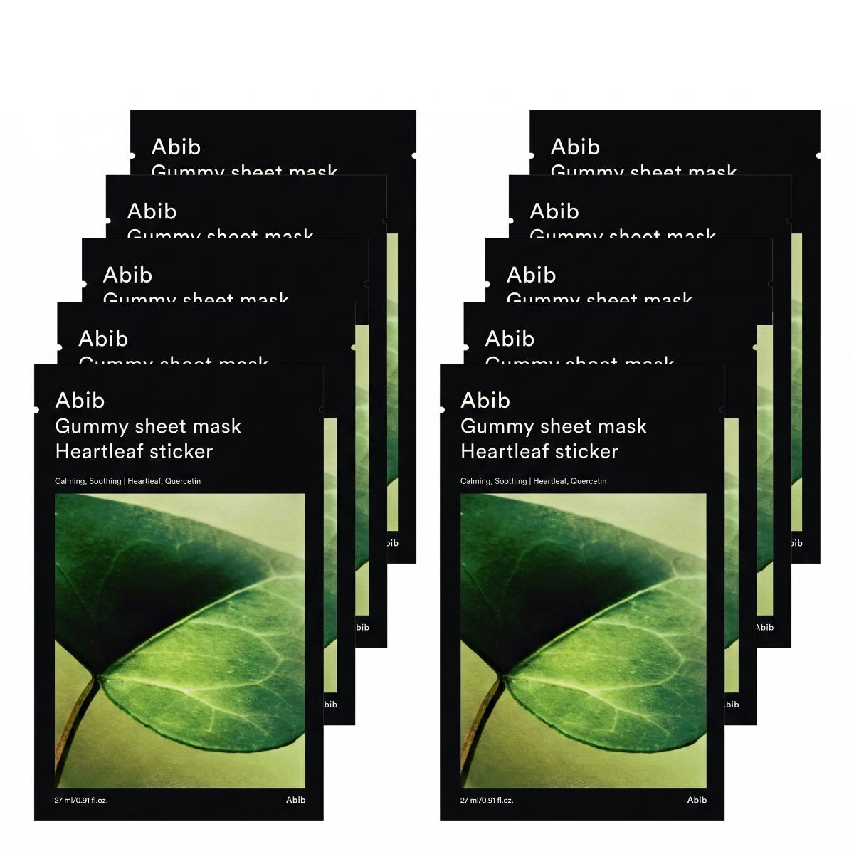 Maschere viso Abib Gummy Sheet Mask Heartleaf Sticker 10 pezzi