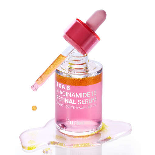 Flacone aperto del siero PURITO SEOUL TXA 6 Niacinamide 10 Retinal da 30 ml