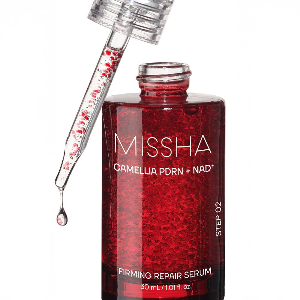 Flacone aperto del siero viso MISSHA Camellia PDRN NAD+ da 30 ml