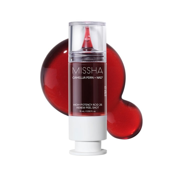 Siero esfoliante MISSHA Camellia PDRN NAD+ Acid 25, flacone da 15 ml